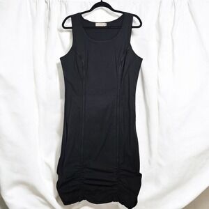 Cut Loose Tank Dress Woman Large Black Sleeveless Ruched Gathered Hem Midi